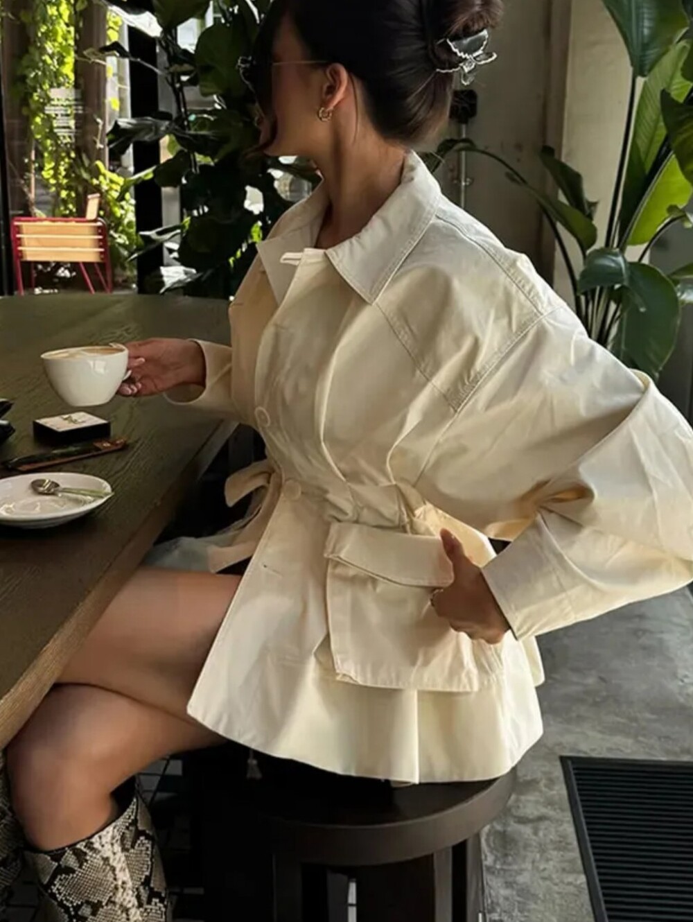 Women’s Cream Belted Trench Jacket